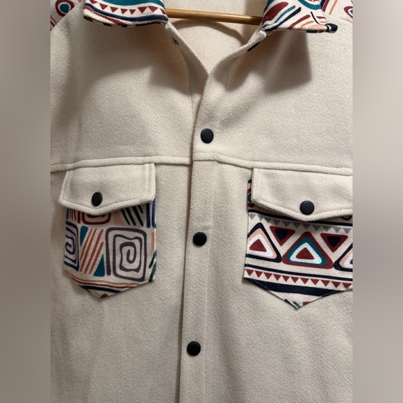 Men's Beige Aztec Patterned Jacket - Picture 2 of 3